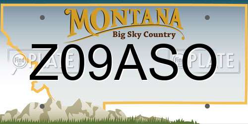 Z09ASO Montana License Plate