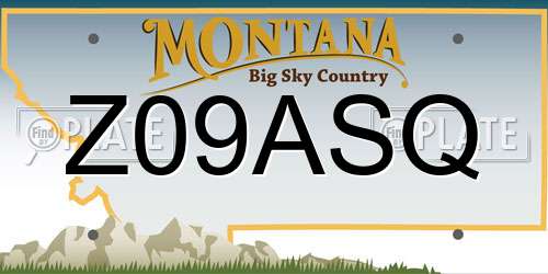 Z09ASQ Montana License Plate