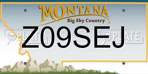 Z09SEJ Montana License Plate
