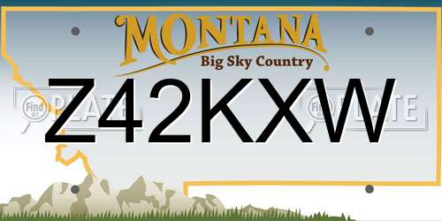 Z42KXW Montana License Plate