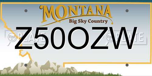 Z50OZW Montana License Plate