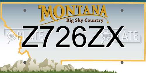 Z726ZX Montana License Plate