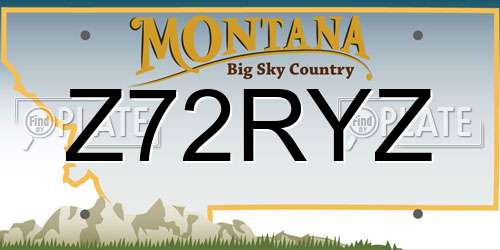 Z72RYZ Montana License Plate