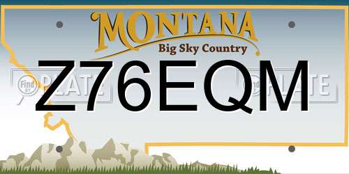 Z76EQM Montana License Plate