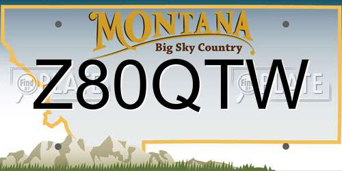 Z80QTW Montana License Plate