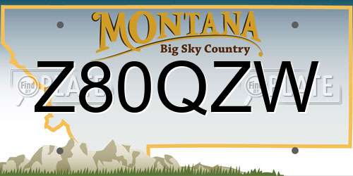 Z80QZW Montana License Plate
