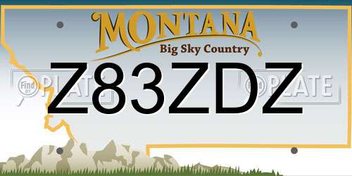 Z83ZDZ Montana License Plate