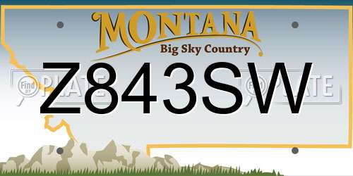 Z843SW Montana License Plate