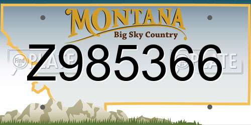 Z985366 Montana License Plate
