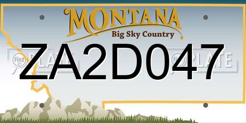 ZA2D047 Montana License Plate
