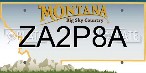 ZA2P8A Montana License Plate