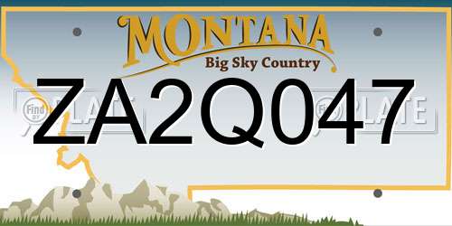ZA2Q047 Montana License Plate