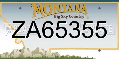 ZA65355 Montana License Plate