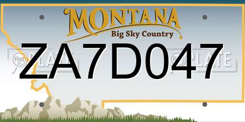 ZA7D047 Montana License Plate