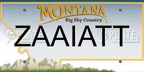 ZAAIATT Montana License Plate