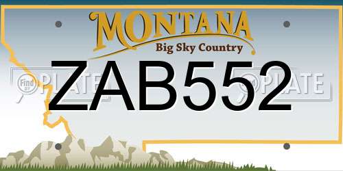 ZAB552 Montana License Plate