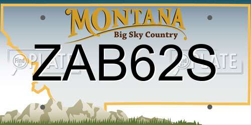 ZAB62S Montana License Plate