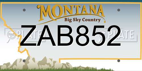 ZAB852 Montana License Plate