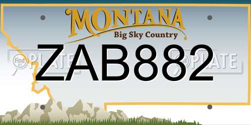 ZAB882 Montana License Plate