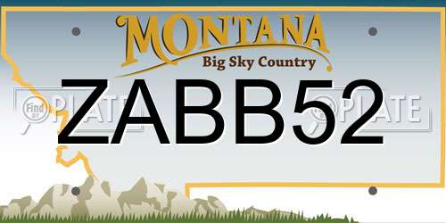 ZABB52 Montana License Plate