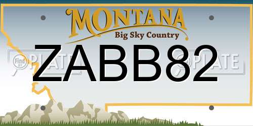 ZABB82 Montana License Plate