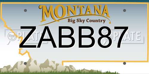 ZABB87 Montana License Plate