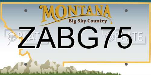 ZABG75 Montana License Plate