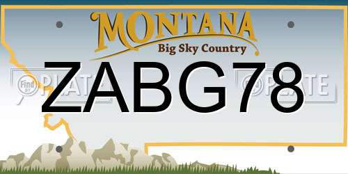 ZABG78 Montana License Plate