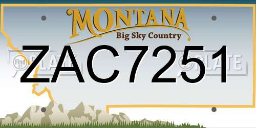 ZAC7251 Montana License Plate