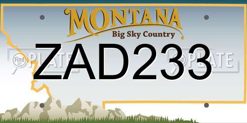 ZAD233 Montana License Plate