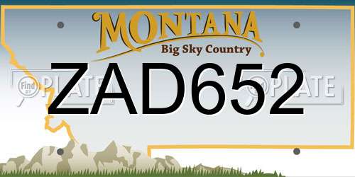 ZAD652 Montana License Plate