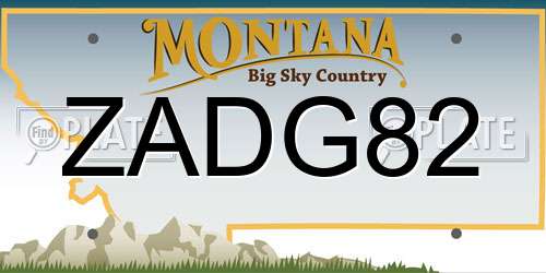 ZADG82 Montana License Plate