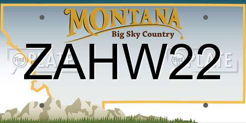 ZAHW22 Montana License Plate