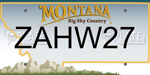 ZAHW27 Montana License Plate