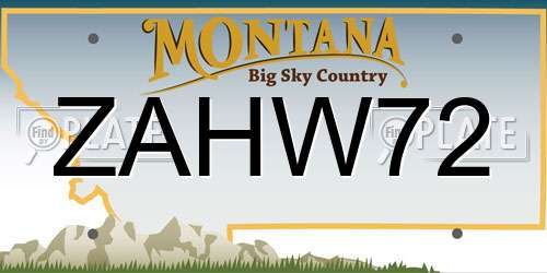 ZAHW72 Montana License Plate