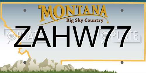 ZAHW77 Montana License Plate