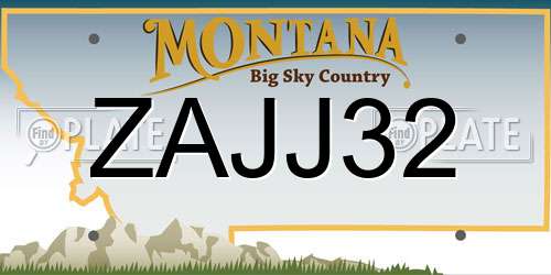 ZAJJ32 Montana License Plate