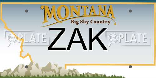 ZAK Montana License Plate