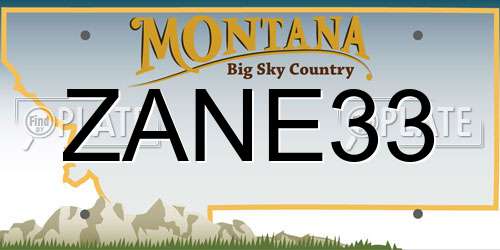 ZANE33 Montana License Plate