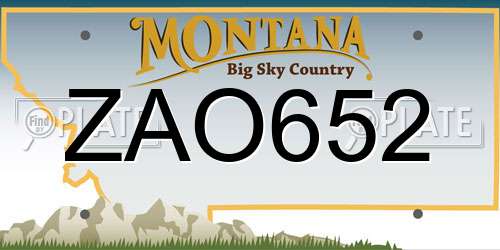 ZAO652 Montana License Plate