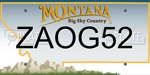 ZAOG52 Montana License Plate