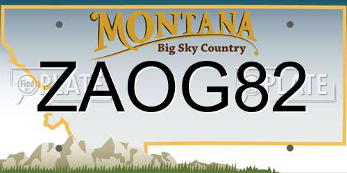 ZAOG82 Montana License Plate