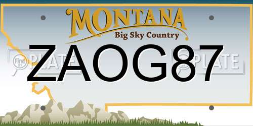ZAOG87 Montana License Plate