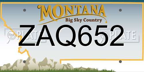 ZAQ652 Montana License Plate