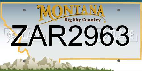 ZAR2963 Montana License Plate