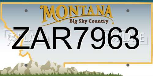 ZAR7963 Montana License Plate