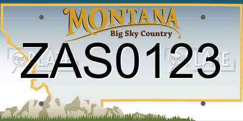 ZAS0123 Montana License Plate