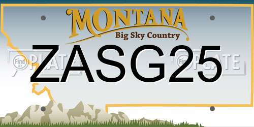 ZASG25 Montana License Plate