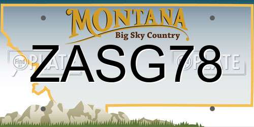 ZASG78 Montana License Plate