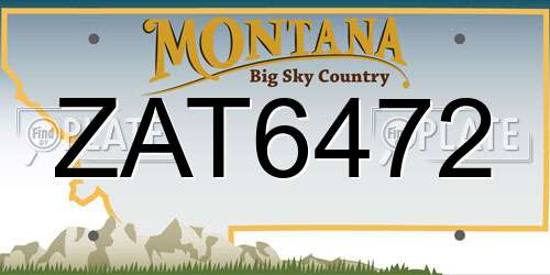 ZAT6472 Montana License Plate